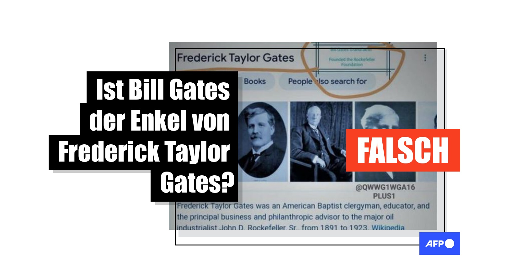 Bill Gates é neto do co-fundador da fundação Rockefeller, Frederik Taylor  Gates? - Polígrafo